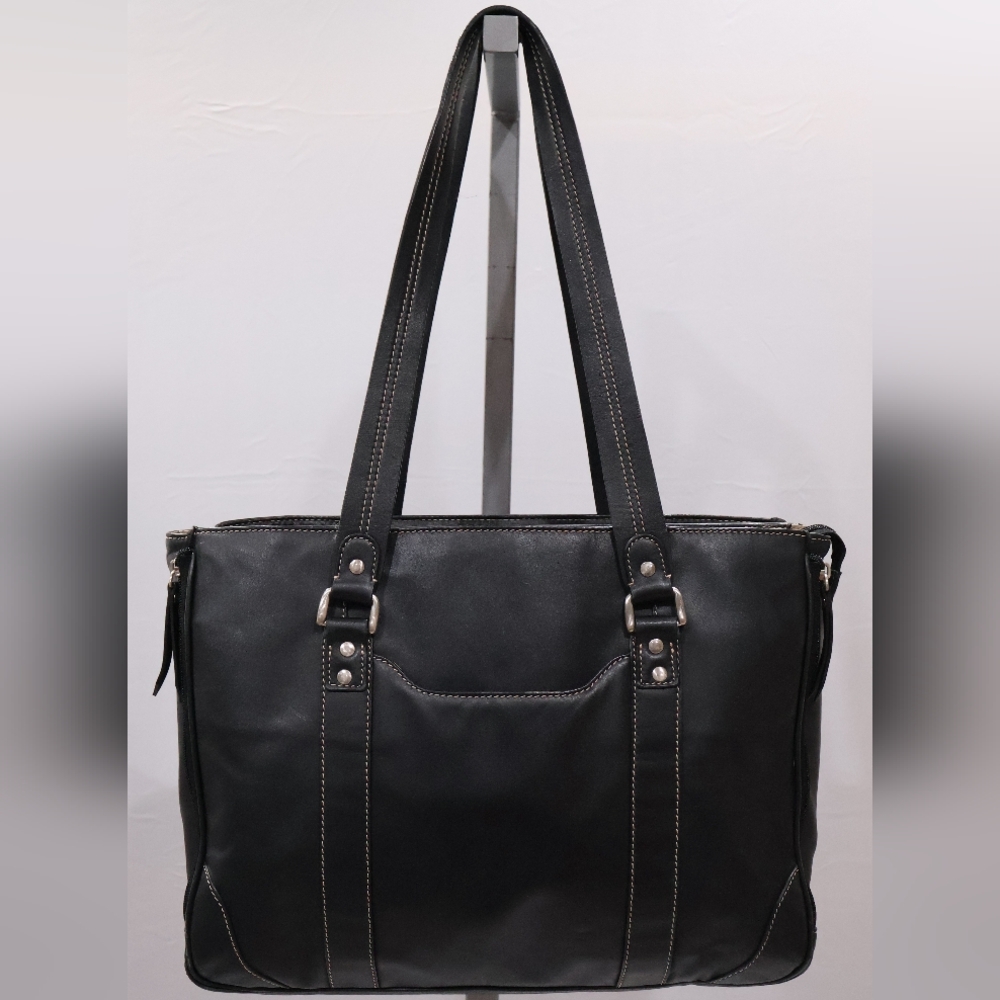 🔖 Black Leather Tote Bag